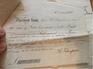 Receipt for land for the Woodman Farm
